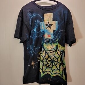 Handmade Y2k Fairy Spider Web Embroidered Tshirt - Size XL